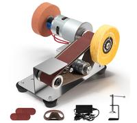Electric Mini Belt Sander, Electric Belt Sanding Machine Small Table Bench Grinder with Fixed Clamp, Grinding Wheel, Polishing Wheel for Crafts DIY Wood Metal, Multifunctional Polishing Grinder