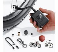 Electric Mini Bike Pump 130 PSI, Portable Bike Tire Pump with Gauge, Rechargeable Tiny Bicycle Inflator, Auto-shutoff Air Pump for Mountain/City/Road Bike with Presta & Schrader Valve (Black)