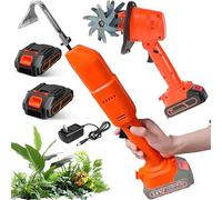 Electric Mini Digging Hoe, Cordless Tiller Cultivator, Hand-Held Micro Garden Tiller for Weeding, Soil Loosening, Grass Cutting, Includes 2 Rechargeable Batteries