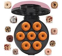 Electric Mini Doughnut Maker, Non-Stick 7-Hole Donut Machine with Thermostatic Control for Easy Breakfast and Snack Desserts