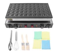 Electric Mini Dutch Pancake Baker Maker Waffle Machine Nonstick Iron Commercial 50 Hole for baking crepes muffins Dutch pancakes waffles and more Stainless Steel Aluminum 1700W