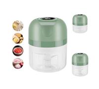 Electric Mini Food Chopper, 100ML+250ML Cups, Cordless Rechargeable Mini Onion Veg Cutter, Garlic Press Crusher, Portable Small Vegetable Processor for onion, garlic，Meat, Chili (Green, 100ML)