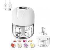 Electric Mini Food Chopper, 100ML+250ML Cups, Cordless Rechargeable Mini Onion Veg Cutter, Garlic Press Crusher, Portable Small Vegetable Processor for onion, garlic，Meat, Chili (White, 100ML)