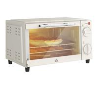 HOMCOM Mini Oven 9L Countertop Electric Grill W/ Temp Timer Control 750W Cream | TJ Hughes