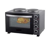 Electric Mini Oven with Hot Plates, 28L Capacity, Dual Function Countertop Cooker, Black, Multiple Temperature Controls