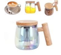 Electric Mixing Mug, 13.5oz Electric Self Mixing Cup with Lid, Self Stirring Coffee Cup, Electric High Speed Stirring Cup with Detachable Stirring Rod, for Office/Travel/Home Coffee/Tea-Rainbow