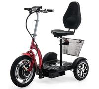 VELECO ZT16-3 Wheeled Mobility Device - Easy to manouver - Big Wheels - Removable Shopping Basket - Small Turning Circle (RED)