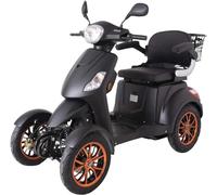 Electric Mobility Scooter 4 Wheeled Matt Black with Extra Accessories Package: Phone Holder, Bottle Holder, or Mobility Scooter Waterproof Cover by Green Power JH500