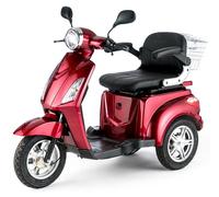 Veleco ® Zt 15 Classic 3-Wheel Mobility Vehicle with High Capacity Battery (45-60 Km), Full Suspension, Led Lighting and Extra Mobility Device Rain Cover Red