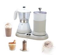 Electric Moka Pot Coffee Maker with Milk Frother - Mini Automatic Percolator for Cappuccino, Mocha & Latte