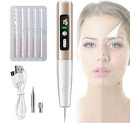 Electric Mole Removal Pen, Plasma Pen, Mole Set, 15 Levels Adjustable, Safe and Painless, with LCD Display + Lighting, for Facial Body Skin Freckle Removal,Gold
