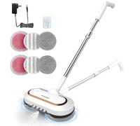 Electric Mop, AlfaBot S2 Cordless Spin Mop for Floor Cleaning, with LED Headlight and Sprayer/400ML Big Tank/60 Mins Runtime, Lightweight Floor Scrubber for Hardwood Floors, Tile, Laminate