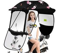 Electric Motorcycle Bicycle Sunshade Shelter Rain Cover, Car Scooter Umbrella Canopy Waterproof Cover with PVC Windshield for Universal Car Motor Scooter,1,with Rearview Mirror