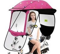 Electric Motorcycle Bicycle Sunshade Shelter Rain Cover, Car Scooter Umbrella Canopy Waterproof Cover with PVC Windshield for Universal Car Motor Scooter,3,no Rearview Mirror
