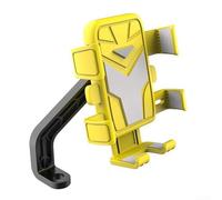 Electric Motorcycle Phone Mount with Full Circle Rotation Support for Handlebar and Rearview Mirror Mounting Applications ABS Build (yellow rearview)