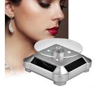 Electric Motorized Solar Rotating Display Stand, 360° Panoramic Jewelry & Watch Showcase, ABS Construction, 9 cm Tray, for Retail Counters(Silver)