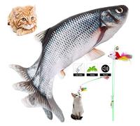 Electric Moving Fish Cat Toy, Wiggle Fish Catnip Toys for Cat Exercise -11” Realistic Flopping Fish Come with Squeaky Mouse & Catmint & USB Rechargeable Perfect for Biting, Chewing and Kicking