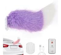Electric Moving Tail for Car Decoration, 28cm Rechargeable Remote Control Wagging Plush Animal Tail, Self Adhesive Exterior Accessory for Cars, Trucks, Motorcycles(Purple)