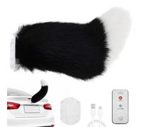 Electric Moving Tail for Car Decoration, 28cm Rechargeable Remote Control Wagging Plush Animal Tail, Self Adhesive Exterior Accessory for Cars, Trucks, Motorcycles(Black)