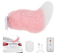 Electric Moving Tail for Car Decoration, 28cm Rechargeable Remote Control Wagging Plush Animal Tail, Self Adhesive Exterior Accessory for Cars, Trucks, Motorcycles(Pink)