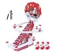 Electric Music Santa Slide Track Father Christmas Climbing Stairs LED Flashing Toy Festive Tabletop Decor Window Display Electric Santa Climbing Stairs Toy Christmas Birthday Gift