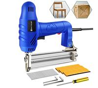 Electric Nail Brad Gun, 18 GA, 2 in 1 Nail Gun and Crown Stapler, with 100pcs Nails/ 300pcs Staples, Electric Brad Nailer for Upholstery, Carpentry, DIY Project, Woodworking