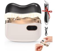 Electric Nail Clipper, 4 in 1 Automatic Nail Trimmer Kit with Polishing & LED Light & Nail Clippings Storage & Professional Ingrown Nail Clipper, Toenail Clipper for Seniors, Baby & Adults, Off-White