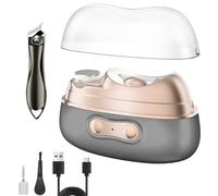 Electric Nail Clipper, 4-in-1 Nail Care Set with Curved Nail Trimmer, 2-Speed Automatic Nail Clipper, Includes Dust Catcher, Nail File, Polishing Buffer & LED Light (Grey)