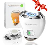 Electric Nail Clipper,with LED Light & Nail File, 3 Speeds LCD Digital Display, Nail Clip Storage, USB Rechargeable Automatic Safety Fingernail Trimmer for Baby, Kids, Seniors, Caregivers (White)