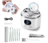 Electric Nail Clippers,4-in-1 Electric Nail Trimmer with Switchable Dual Blades,2.5X Magnifying Glass,3-Speed Trimming and Sanding,Light,Ear Pick Set,Manual Nail Clippers for Baby Seniors&Low Vision