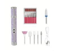 Electric Nail Drill Cordless Nail Care Kit Rechargeable E File for Gel Removal Acrylic Nails Buffing Grinding Travel Friendly Pink 15cm(18 Purple)