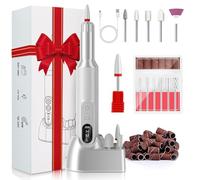 Electric Nail Drill Drill para Uñas Profesional Portable Electric File Machine with 10 Attachments & 10 Sanding Bands Drill for Nails Kit for Acrylic Toe Nail Grinder for Thick Toenails (White)