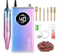 Electric Nail Drill File Professional 40000 RPM, Melodly Rechargeable Electric Nail File Machine Kit for Acrylic Gel Nails Polishing Removing, Portable Cordless Efile with Gold Bits Kit at Salon Home