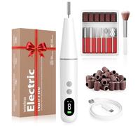 Electric Nail Drill Kit Professional - 9 Speed Cordless Electric Nail File with LED Display, Portable Nail Drill Machine for Acrylic Gel Nails, Hand Feet Trimmer Buffer Tool for Women Men Baby White