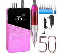 Electric Nail Drill Machine 35000RPM Professional Portable Nail File Cordless Rechargeable Nail Efile for Acrylic Gel Nails Manicure Pedicure Polishing Shape Tools for Salon Home Use Pink Nail Drill