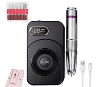 Electric Nail Drill Professional 45000RPM - Cordless Rechargeable Efile Machine for Acrylic/Gel Nails, Portable Salon-Grade Manicure Kit with Bits (Black)
