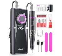 Electric Nail Drill Professional Kit: 35,000 RPM USB Rechargeable Efile Nail Drill Nail File with 12 Bits for Polishing Gel/Acrylic Nails- Portable Manicure Tool Set for Salon/Home-Grey Purple