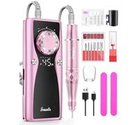 Electric Nail Drill Professional Kit: 45,000 RPM USB Rechargeable Efile Nail Drill Nail File with 12 Bits for Polishing Gel/Acrylic Nails- Portable Manicure Tool Set for Salon/Home-Rose Gold