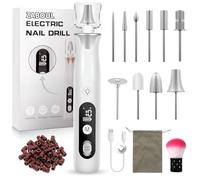 Electric Nail Drill,Professional Manicure Pedicure, Portable Cordless Rechargeable Nails File Machine for Gel/Acrylic/Natural/Thick Toe Nails with 10 Adjustable Speed 15000RPM 10 Bits 60 Sanding Bands