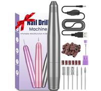 Electric Nail Drill, Professional Nail Drill Machine, 20000RPM Adjustable Speed Manicure Pedicure Set with 6 Drill Bits, Low Vibration Low Noise Electric Nail Files for Gel/Acrylic Nails for Beginner