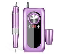 Electric Nail Drill, Rechargeable Nail Drill Rig HD LCD Display, Nail Master Nail Art, Portable Nail Drill Milling Machine, Grinding Head Kit Easy to Use,Purple-A
