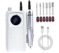 Electric Nail File 45000RPM Portable Rechargeable Electric Nail Drill with 6 Drills for Salon Home Removing Acrylic Gel Nails