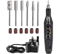 Electric Nail File for Thick Toe Nails, Adjustable Speed Electric Nail Drill Portable Nail Drill for Gel Nails with 6 Drill Bits Sanding Bands Beginner