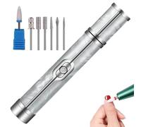 Electric Nail File for Thick Toe Nails Portable Nail File Tool, 4.9 Inch 4 Speeds Cordless Drill with 7 Replacement Heads for Polishing, Nursing