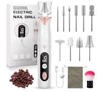 Electric Nail File,Professional Manicure Pedicure, Portable Cordless Rechargeable Nails drill Machine for Gel/Acrylic/Natural/Thick Toe Nails with 10 Adjustable Speed 15000RPM 10 Bits 60 Sanding Bands