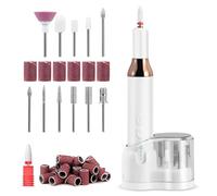 Electric Nail Files, Cordless Electric Nail Drill Machine,18000 RPM, 3 Speeds Adjustable,12 Nail Drill Bits, Professional Acrylic Gel Nail Files for Manicure and Pedicure, Nail Drill Pedicure Kit