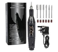 Electric Nail Files, Electric Nail Drill Portable, Electric Nail File for Thick Toe Nails with 6 Drill Bits and Sanding Bands Professional Adjustable Speed for Gel Nails/Acrylic Nails/Beginner (Black)