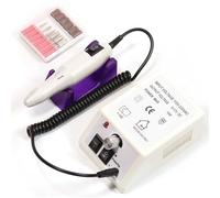 Electric Nail Sander Pedicure Manicure Tools Professional Drill Machine Low Noise Cutters File Kit(White-02)