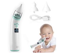 Electric Nasal Aspirator Baby,Portable Baby Nasal Aspirator,Baby Nose Suckers Automatic Nose Cleaner with 2 Silicone Tips, Adjustable Suction 3 Level, Music and Light Soothing Function, Anti-Backflow