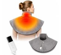 Electric Neck and Shoulder Heat Pad for Pain Relief with 9 Heat Settings and 4 Timers, Soft Plush Neck Warmer, Fast Heating with Auto Shut-Off, Machine Washable